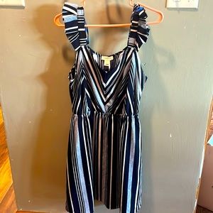 Striped Navy and White Sleeveless Summer Dress